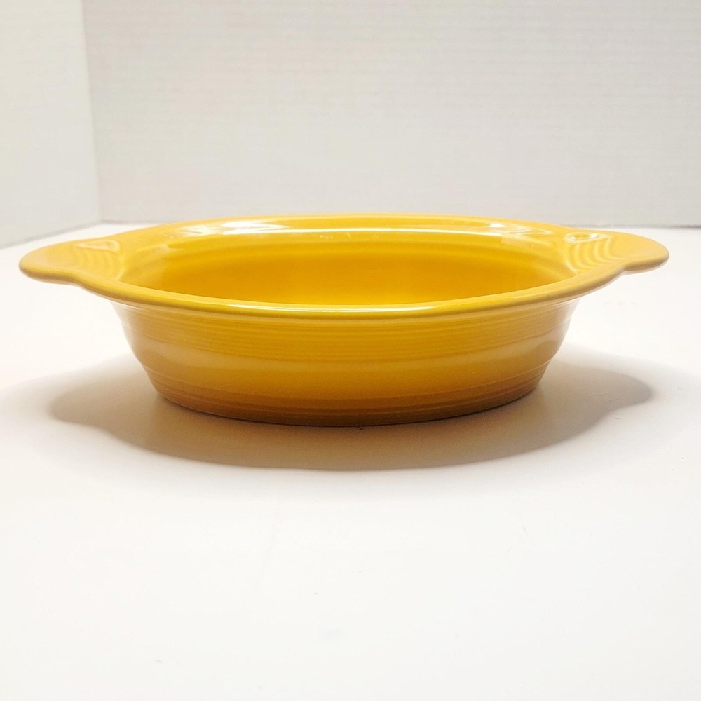 Fiesta 13oz Oval Casserole individual Dish Daffodil Yellow Handles